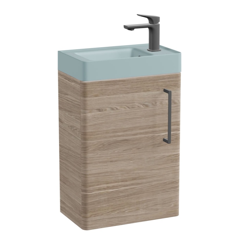 Vado Cameo 400mm Natural Oak Wall Hung Vanity Unit & Cove Blue Basin - Right Hand